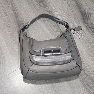 Coach Gray Faux Croc Kirstin Leather Hobo